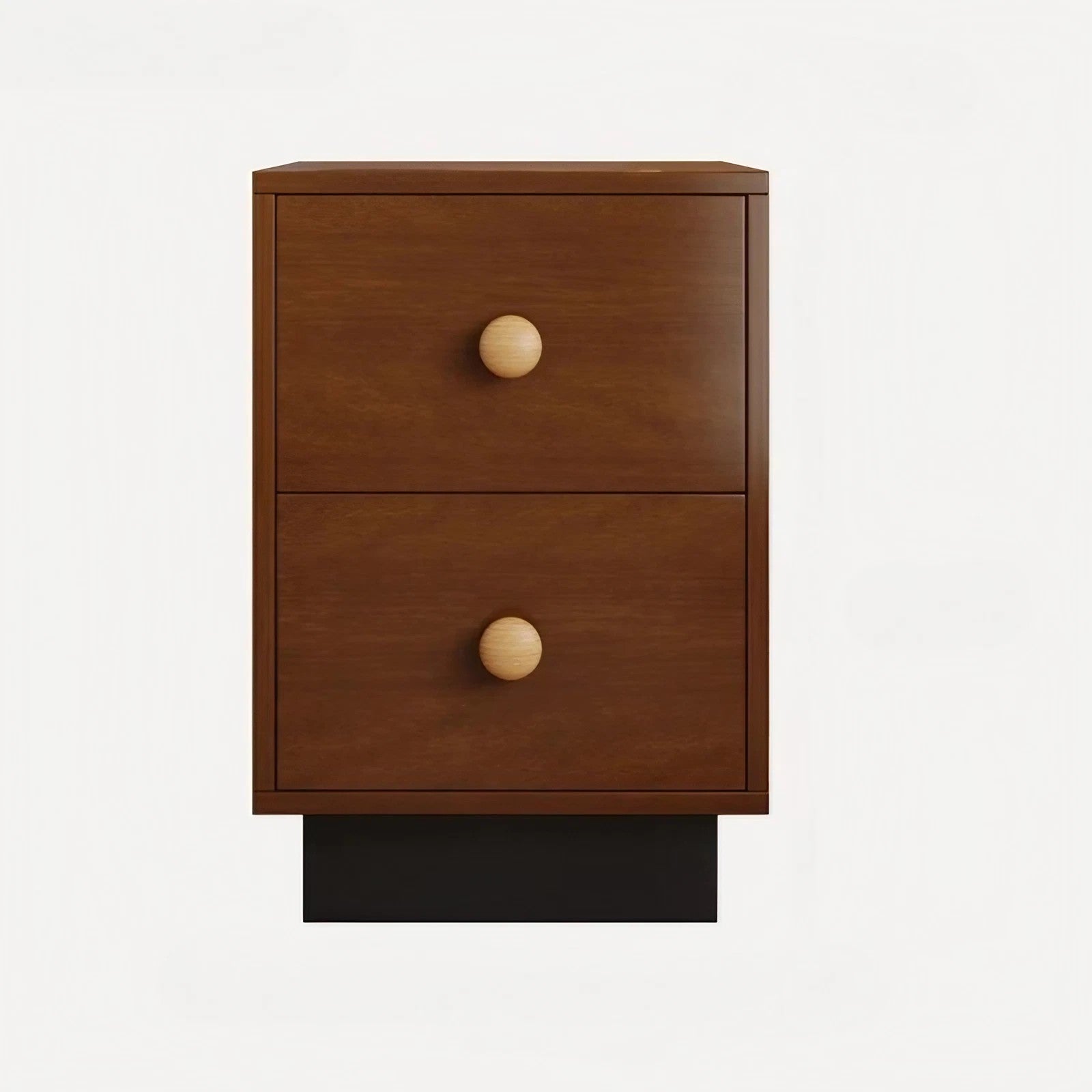 Vintage Style 24″ Narrow Bedside Table - Walnut Rubberwood Legged with Drawers