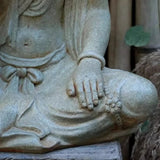 Water Moon Guanyin 18.9″ Engineered Stone Garden Buddha Statue for Yard & Balcony