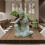 Water Moon Guanyin 18.9″ Engineered Stone Garden Buddha Statue for Yard & Balcony