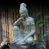 Water Moon Guanyin 18.9″ Engineered Stone Garden Buddha Statue for Yard & Balcony