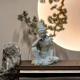 Water Moon Guanyin 18.9″ Engineered Stone Garden Buddha Statue for Yard & Balcony