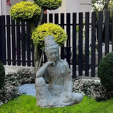 Water Moon Guanyin 18.9″ Engineered Stone Garden Buddha Statue for Yard & Balcony