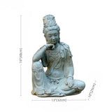 Water Moon Guanyin 18.9″ Engineered Stone Garden Buddha Statue for Yard & Balcony