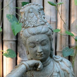 Water Moon Guanyin 18.9″ Engineered Stone Garden Buddha Statue for Yard & Balcony