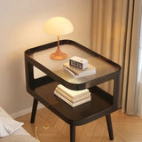White Metal Narrow Bedside Table with Shelves - Scandinavian-style - Lighted