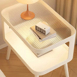 White Metal Narrow Bedside Table with Shelves - Scandinavian-style - Lighted
