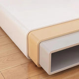 White Metal Narrow Bedside Table with Shelves - Scandinavian-style - Lighted