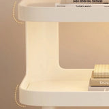 White Metal Narrow Bedside Table with Shelves - Scandinavian-style - Lighted
