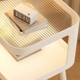White Metal Narrow Bedside Table with Shelves - Scandinavian-style - Lighted