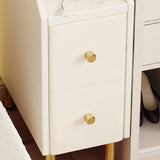 White Narrow Bedside Table - Modern Style with Drawers in Engineered Wood