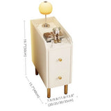 White Narrow Bedside Table - Modern Style with Drawers in Engineered Wood