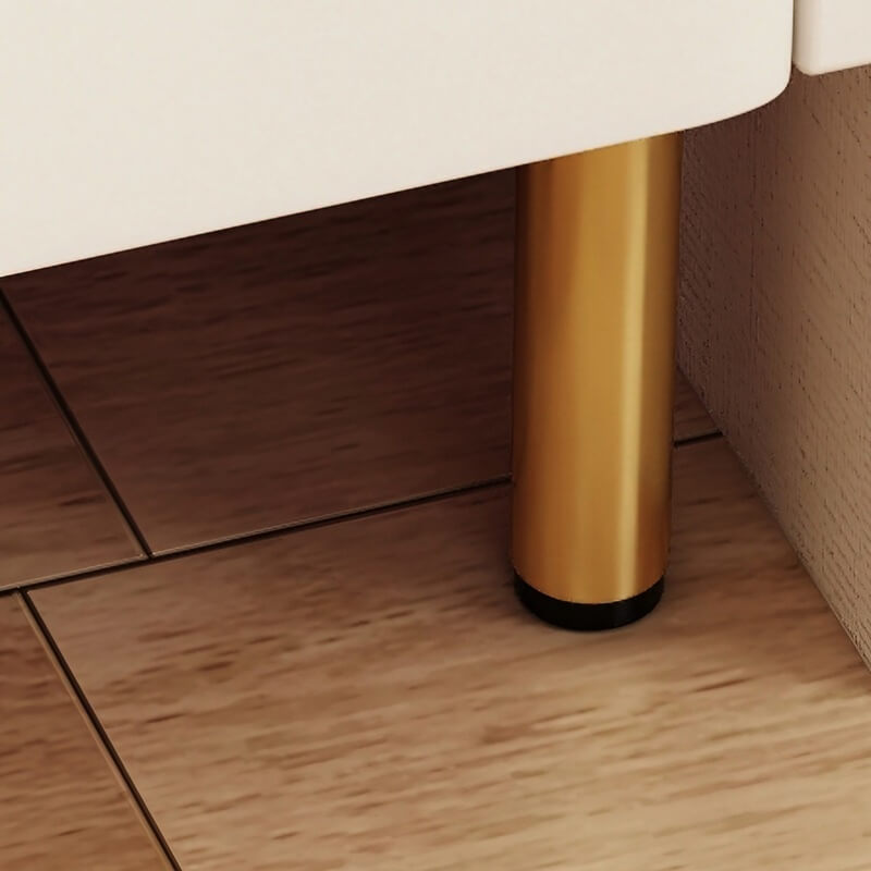 White Narrow Bedside Table - Modern Style with Drawers in Engineered Wood