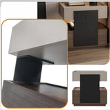 Wood Narrow Bedside Table in Walnut - Modern, with Shelves and Drawers
