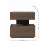 Wood Narrow Bedside Table in Walnut - Modern, with Shelves and Drawers