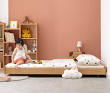 Oak, Beech solid wood floor bed with pulley toddler bed<