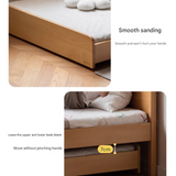 Oak, Beech solid wood floor bed with pulley toddler bed<