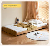 Oak, Beech solid wood floor bed with pulley toddler bed<