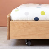 Oak, Beech solid wood floor bed with pulley toddler bed<