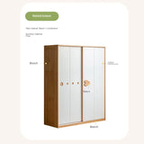 Beech Solid Wood Kids Sliding Door Wardrobe