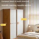 Beech Solid Wood Kids Sliding Door Wardrobe