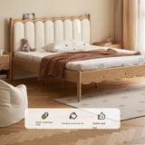 Oak solid wood Milky white kids upholstered bed with soft headboard<