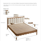 Oak solid wood Milky white kids upholstered bed with soft headboard<