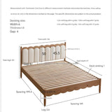 Oak solid wood Milky white kids upholstered bed with soft headboard<