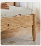 Oak solid wood Milky white kids upholstered bed with soft headboard<