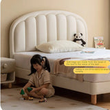 Children's Bed Modern Simple White Cream organic leather<