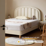 Children's Bed Modern Simple White Cream organic leather<