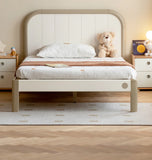 Poplar solid wood kids bed white cream<