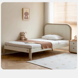 Poplar solid wood kids bed white cream<