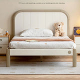 Poplar solid wood kids bed white cream<