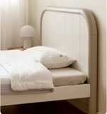 Poplar solid wood kids bed white cream<