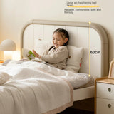 Poplar solid wood kids bed white cream<