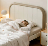 Poplar solid wood kids bed white cream<