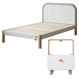 Poplar solid wood kids bed white cream<