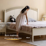 Rubber wood Cream Style Children's Bed White<