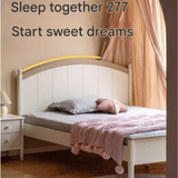 Rubber wood Cream Style Children's Bed White<