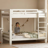 Rubber wood, Beech Solid Wood Children's Bunk Bed Cream Style White.