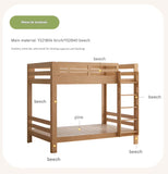 Rubber wood, Beech Solid Wood Children's Bunk Bed Cream Style White.