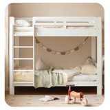 Rubber wood, Beech Solid Wood Children's Bunk Bed Cream Style White.