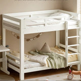 Rubber wood, Beech Solid Wood Children's Bunk Bed Cream Style White.