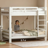 Rubber wood, Beech Solid Wood Children's Bunk Bed Cream Style White.