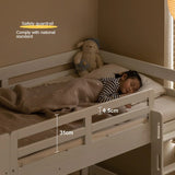Rubber wood, Beech Solid Wood Children's Bunk Bed Cream Style White.