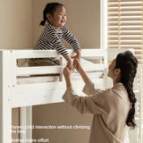 Rubber wood, Beech Solid Wood Children's Bunk Bed Cream Style White.