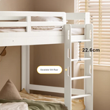 Rubber wood, Beech Solid Wood Children's Bunk Bed Cream Style White.
