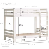 Rubber wood, Beech Solid Wood Children's Bunk Bed Cream Style White.