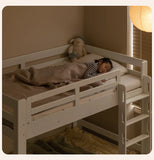 Rubber wood, Beech Solid Wood Children's Bunk Bed Cream Style White.