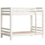 Rubber wood, Beech Solid Wood Children's Bunk Bed Cream Style White.
